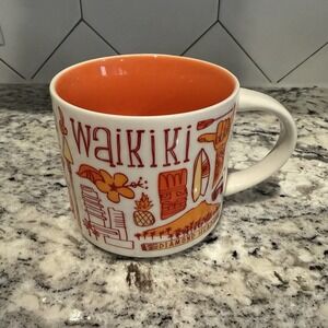 Starbucks Waikiki Hawaii Been There Series Collection 14 oz Orange Coffee Mug